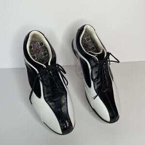 CALLAWAY Batista size 6.5 GOLF Shoes W465-21 Lace up BLACK WHITE Patent Leather